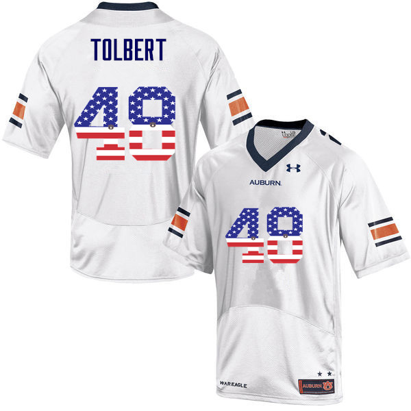 Men #48 C.J. Tolbert Auburn Tigers USA Flag Fashion College Football Jerseys-White